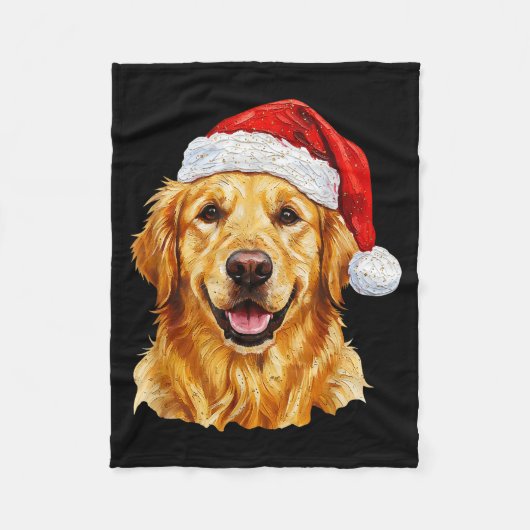 Santa Golden Retriever Christmas Golden Retriever  Fleece Deken (Voorkant)