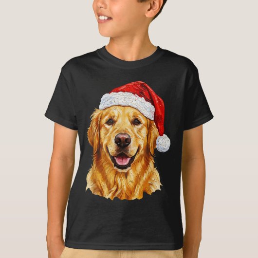 Santa Golden Retriever Christmas Golden Retriever  T-shirt (Voorkant)