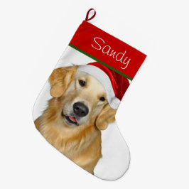 Santa Golden Retriever Grote Kerstsok