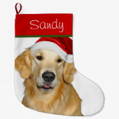 Santa Golden Retriever Grote Kerstsok (Voorkant)