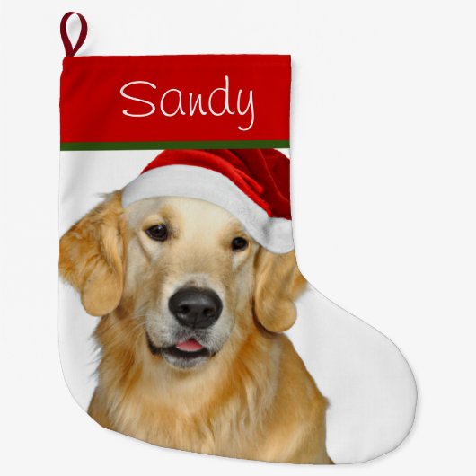 Santa Golden Retriever Grote Kerstsok (Voorkant)