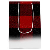 Santa Golden Retriever op Plaid Medium Cadeauzakje (Achterkant)