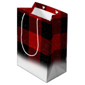 Santa Golden Retriever op Plaid Medium Cadeauzakje (Achterkant Gekanteld)