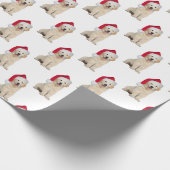 Santa Golden Retriever Puppy Cadeaupapier (Hoek)