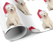 Santa Golden Retriever Puppy Cadeaupapier (Rol Hoek)