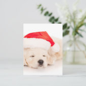 Santa Golden Retriever Puppy Feestdagenkaart (Staand voorkant)