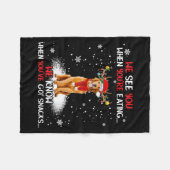 Santa Golden Retriever Reindeer Light Christmas Pa Fleece Deken (Voorkant (Horizontaal))