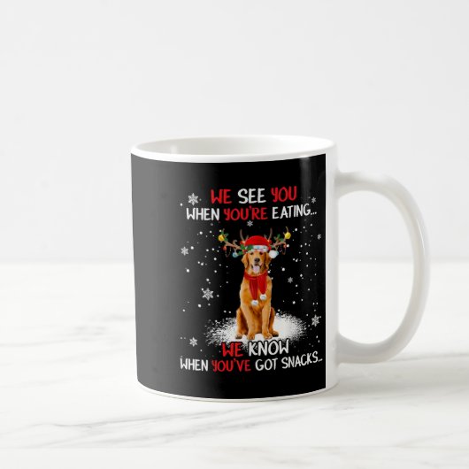 Santa Golden Retriever Reindeer Light Christmas Pa Koffiemok (Rechts)