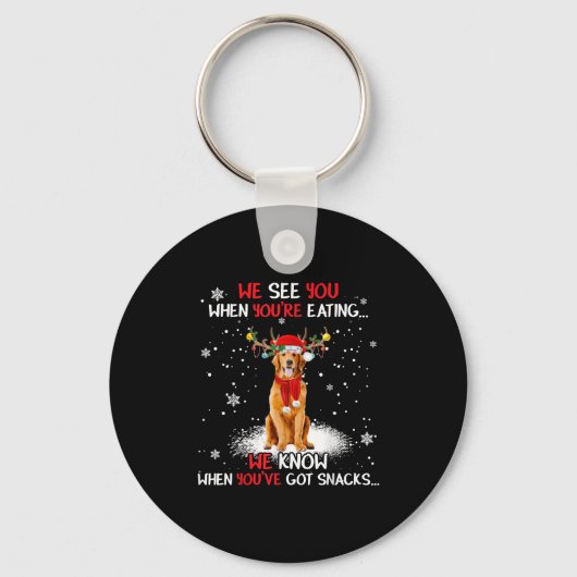 Santa Golden Retriever Reindeer Light Christmas Pa Sleutelhanger (Voorkant)