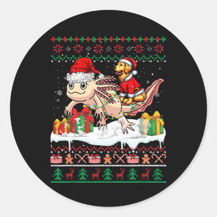 Santa Golden Retriever Riding Axolotl Christmas Sw Ronde Sticker