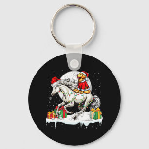 Santa Golden Retriever Riding Horse Christmas Owne Sleutelhanger