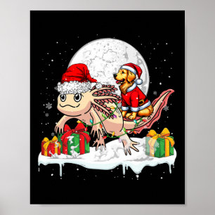 Santa Golden Retriever Rijden Axolotl Kerstmis Ow Poster