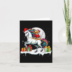 Santa Golden Retriever Rijden Eenhoorn Kerstmis Ow Kaart