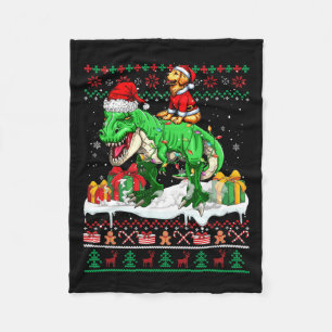 Santa Golden Retriever Rijden T-rex Kerstmis Zweet Fleece Deken