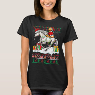 Santa Golden Retriever Rijdend Paard Kerstzweet T-shirt