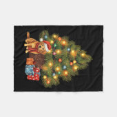 Santa Golden Retriever Tree Christmas Lights Dog X Fleece Deken (Voorkant (Horizontaal))