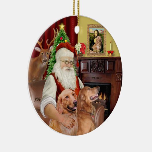 Santa - Golden Retriever (TWO-B) Keramisch Ornament (Rechts)