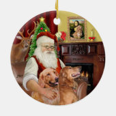Santa - Golden Retriever (TWO-B) Keramisch Ornament (Achterkant)