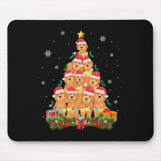 Santa Goldendoodle Hondenboom Kerstdier Dier D Muismat (Voorkant)