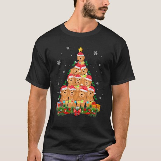 Santa Goldendoodle Hondenboom Kerstdier Dier D T-shirt (Voorkant)