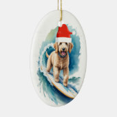 Santa goldendoodle kerstversiering keramisch ornament (Rechts)