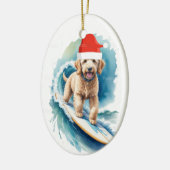 Santa goldendoodle kerstversiering keramisch ornament (Links)