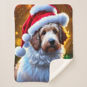 Santa Goldendoodle, Schattigee kersthondendeken Sherpa Deken