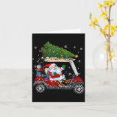 Santa Golf Cart Christmas Tree Lights Xmas Golfer  Kaart (Gele Bloem)
