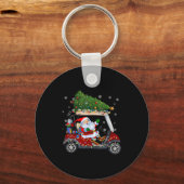Santa Golf Cart Christmas Tree Lights Xmas Golfer  Sleutelhanger (Voorkant)