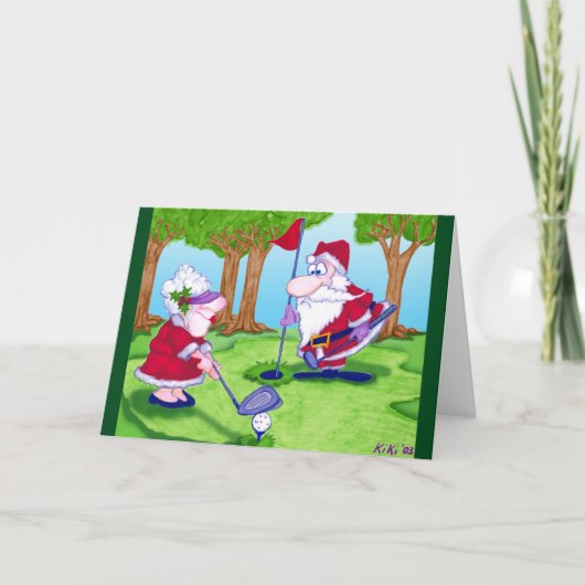Santa Golf-kerstWenskaart Feestdagen Kaart (Voorkant)