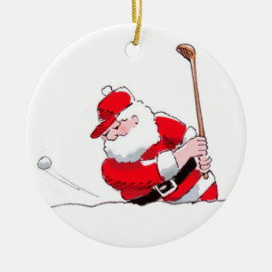 Santa Golf-versiering Keramisch Ornament