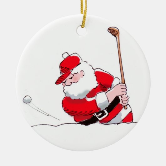 Santa Golf-versiering Keramisch Ornament (Voorkant)