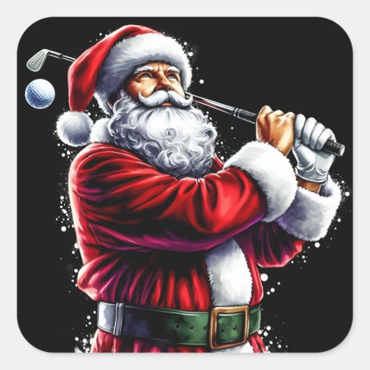 Santa Golfen dit vakantieseizoen Vierkante Sticker (Voorkant)