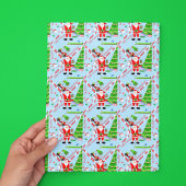 Santa Golfen door Kerstboom Inpakpapier Vel