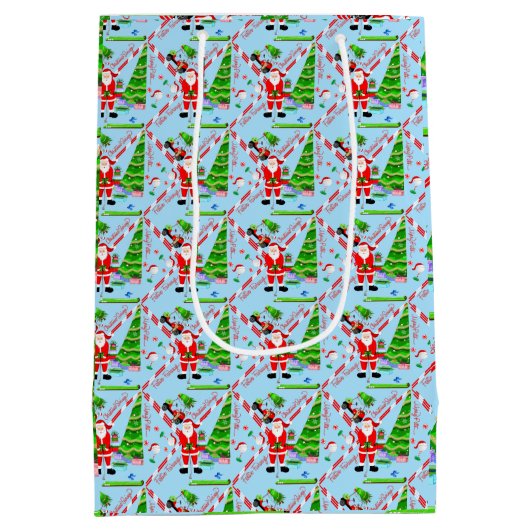 Santa Golfen door Kerstboom Medium Cadeauzakje (Achterkant)