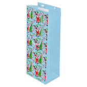 Santa Golfen door Kerstboom Wijn Cadeautas (Voorkant Gekanteld)