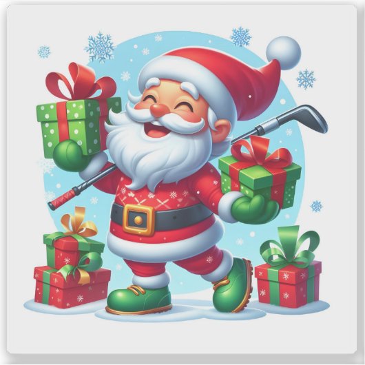 Santa Golfen en het leveren van geschenken! Sticker (Voorkant)