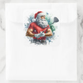Santa Golfen in de winter Vierkante Sticker (Tas)