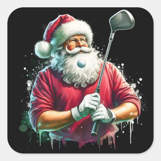 Santa Golfen in een feestelijke outfit Vierkante Sticker (Voorkant)