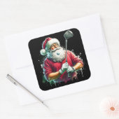 Santa Golfen in een feestelijke outfit Vierkante Sticker (Envelop)
