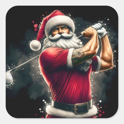 Santa Golfen in feestelijke kleding Vierkante Sticker (Voorkant)