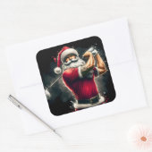 Santa Golfen in feestelijke kleding Vierkante Sticker (Envelop)