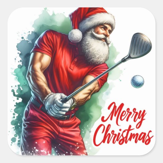 Santa Golfen in feestelijke uitrusting Vierkante Sticker (Voorkant)