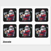 Santa Golfen op een winterdag Vierkante Sticker (Vel)