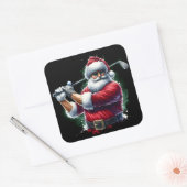 Santa Golfen op een winterdag Vierkante Sticker (Envelop)