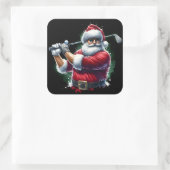 Santa Golfen op een winterdag Vierkante Sticker (Tas)