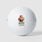 Santa golfer Kerstmis golf en bier grappig Golfballen (Voorkant)