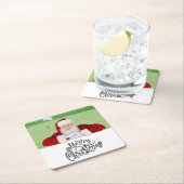 Santa golfer op een groen kerstfeest kartonnen onderzetters (Insitu)