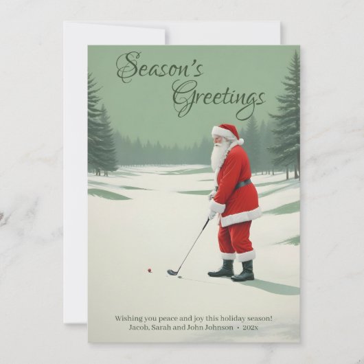 Santa Golfing Feestdagenkaart (Voorkant)