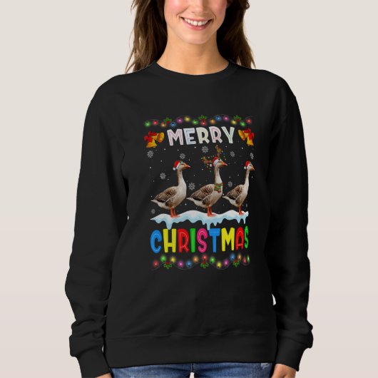 Santa Goose Animals Merry Christmas Pajama Trui (Voorkant)